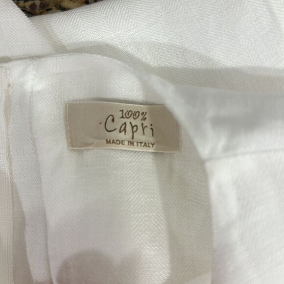 100% Capri Italian Pure Linen White Sleeveless Ruffle Trimmed Maxi Dress Size XS - Picture 6 of 11